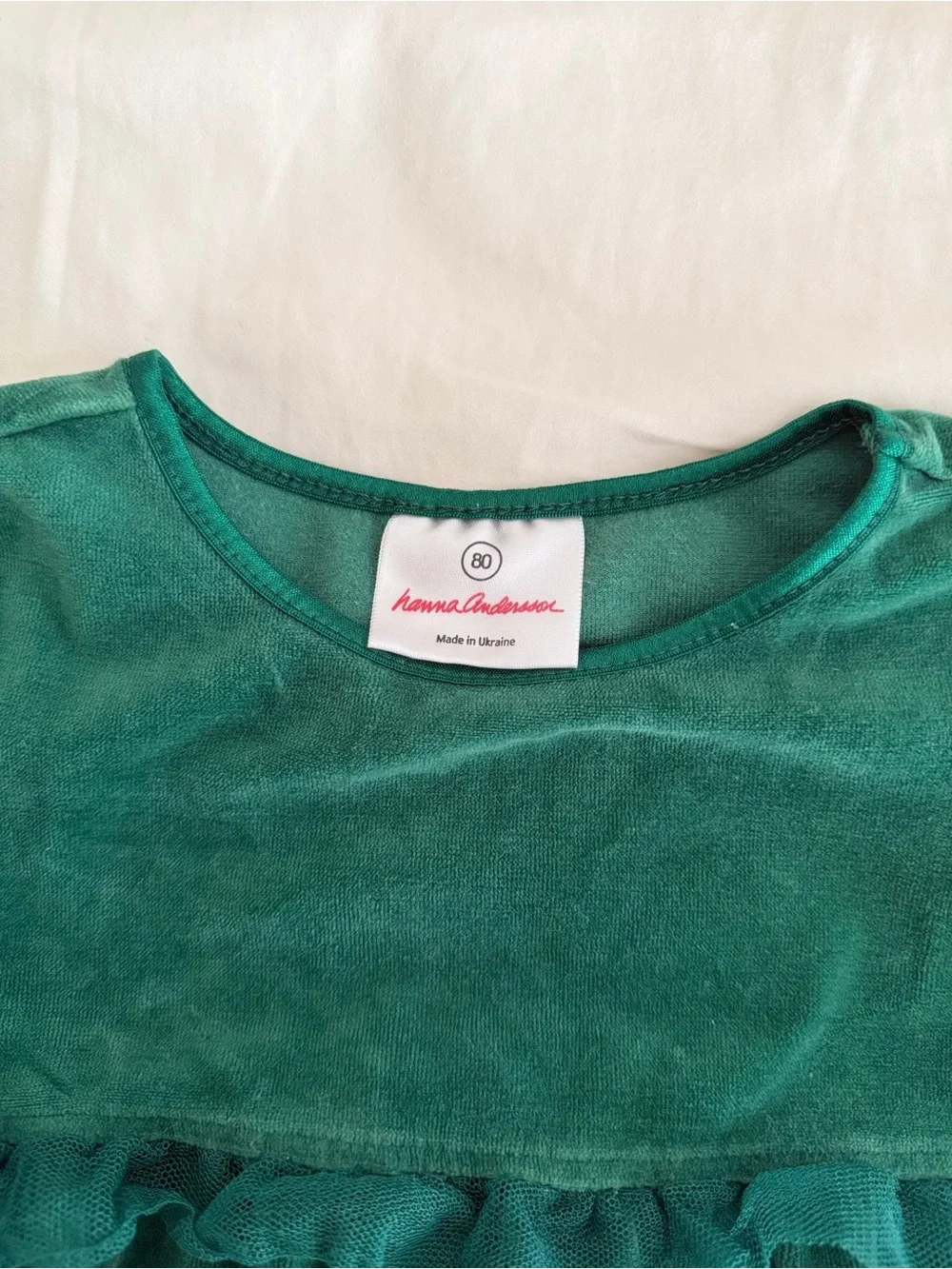 Hanna Andersson Green Velvet Ruffle Tiered Dress